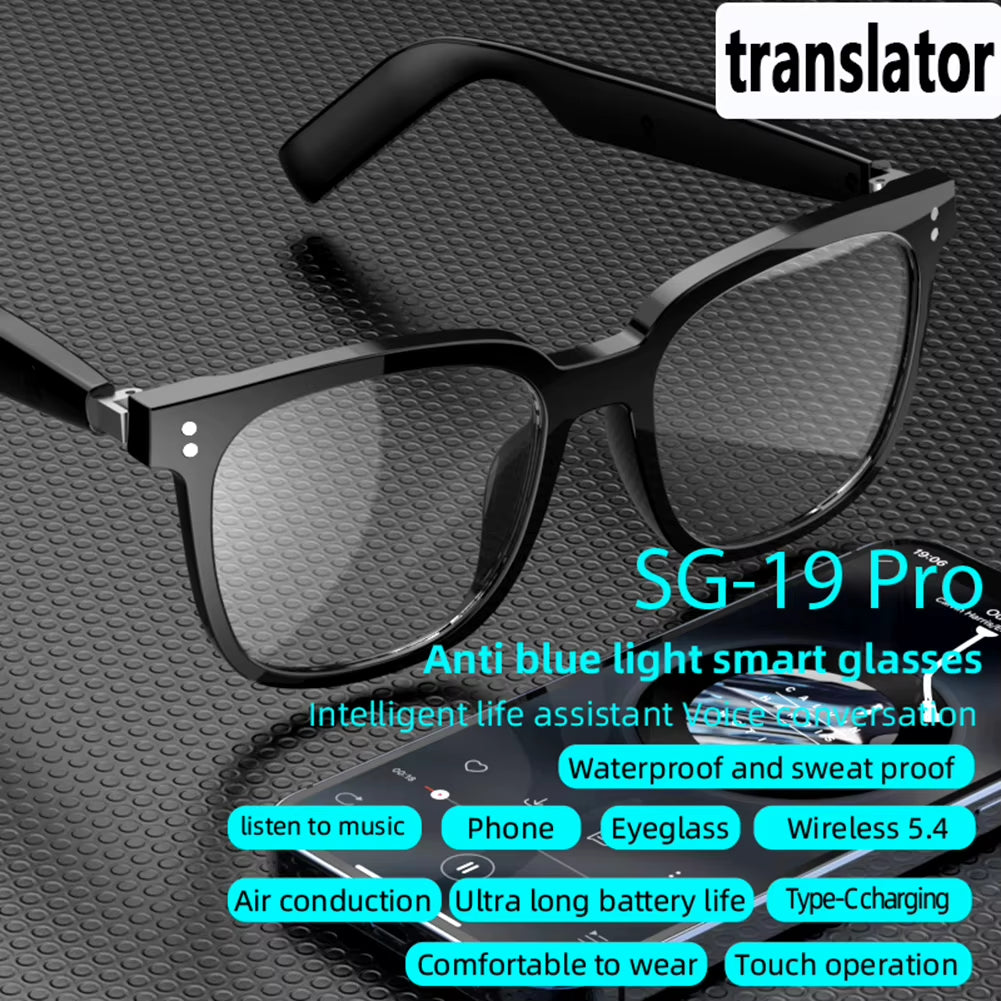 Intelligent Translator Anti Blue Light Glasses 144 Languages Audio Music Call Sunglasses Rechargeable Polarized Lens Smart Glasses for Men Women