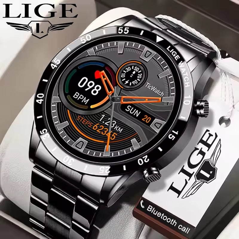 Luxury Smart Watch Touch Screen Bluetooth Call Waterproof Sport Fitness Health Monitor for Men