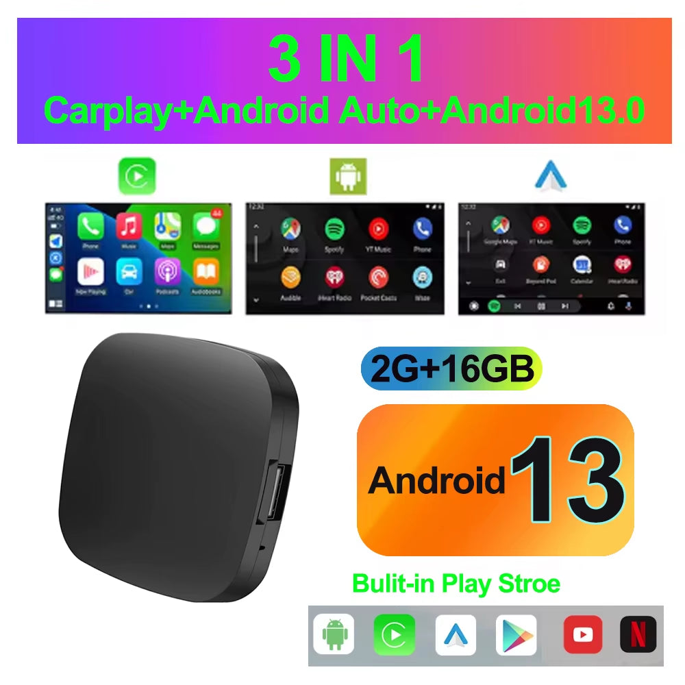 Ai Box Wireless Android Auto Wireless Carplay Adapter TV Box for Netflix Youtube Car Intelligence Systems