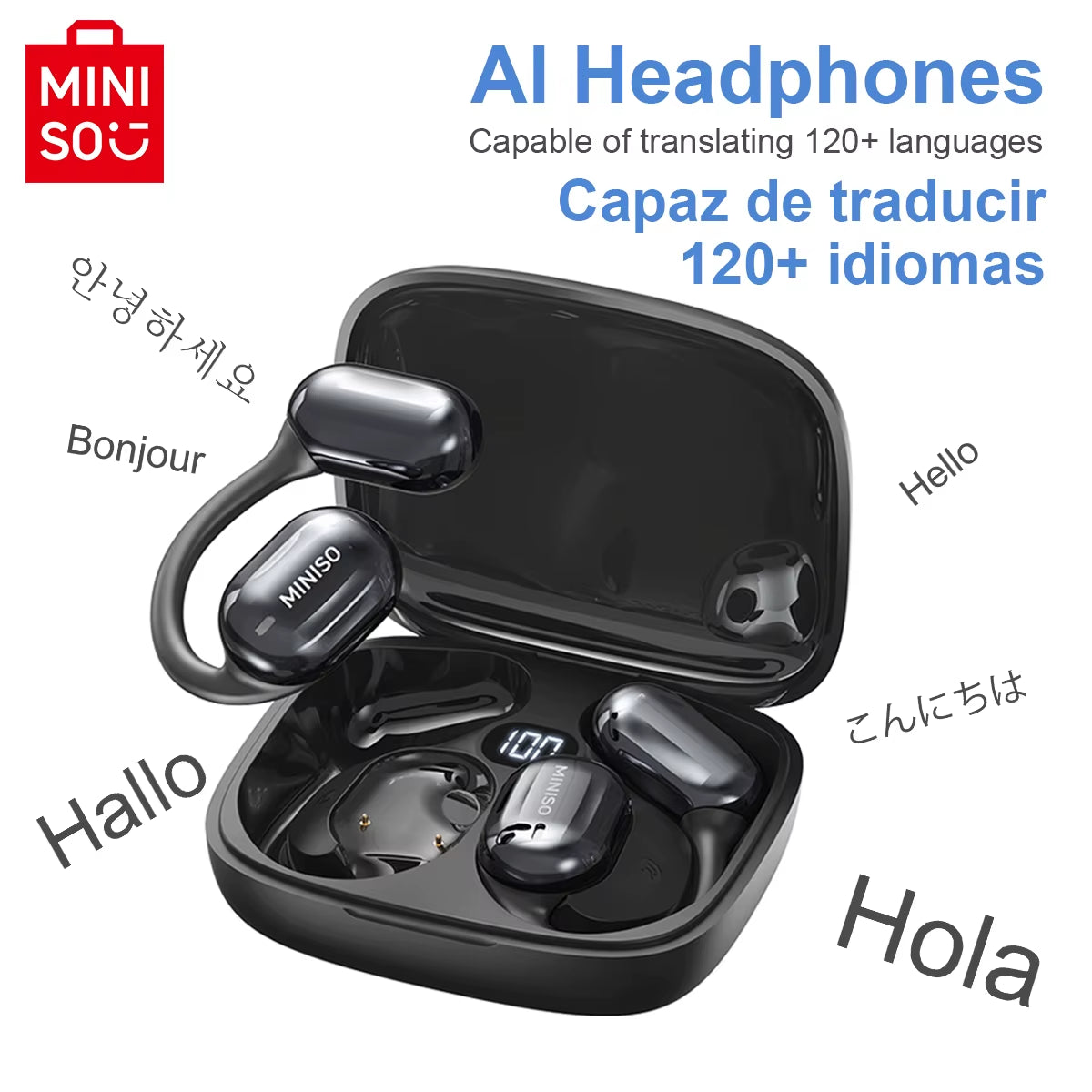 MS162 Intelligent Bluetooth Translation Earbuds Wireless Headphones Chat Headset Office Travel,16Mm Driver Unit