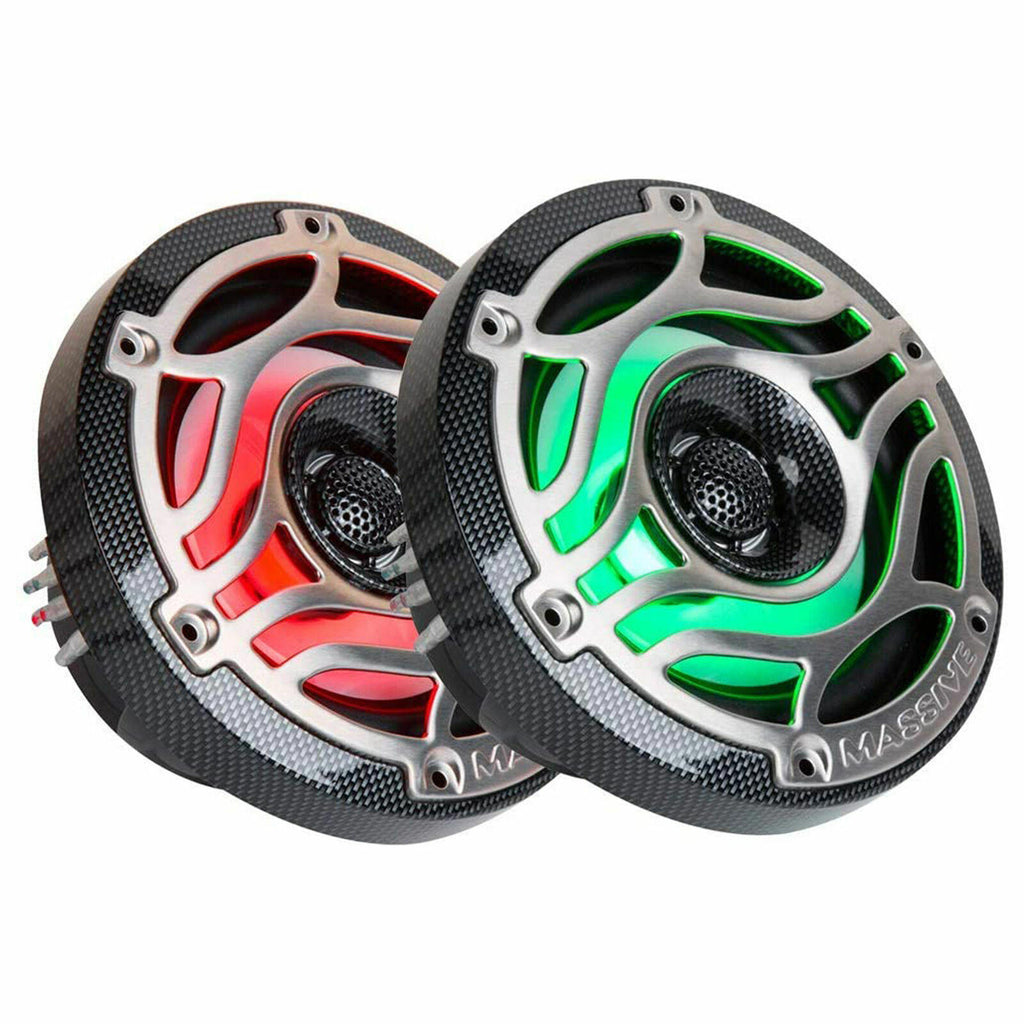 Massive Audio T65S 160 W RMS 6.5" Marine Boat Audio Speakers 6-1/2" LED Lights