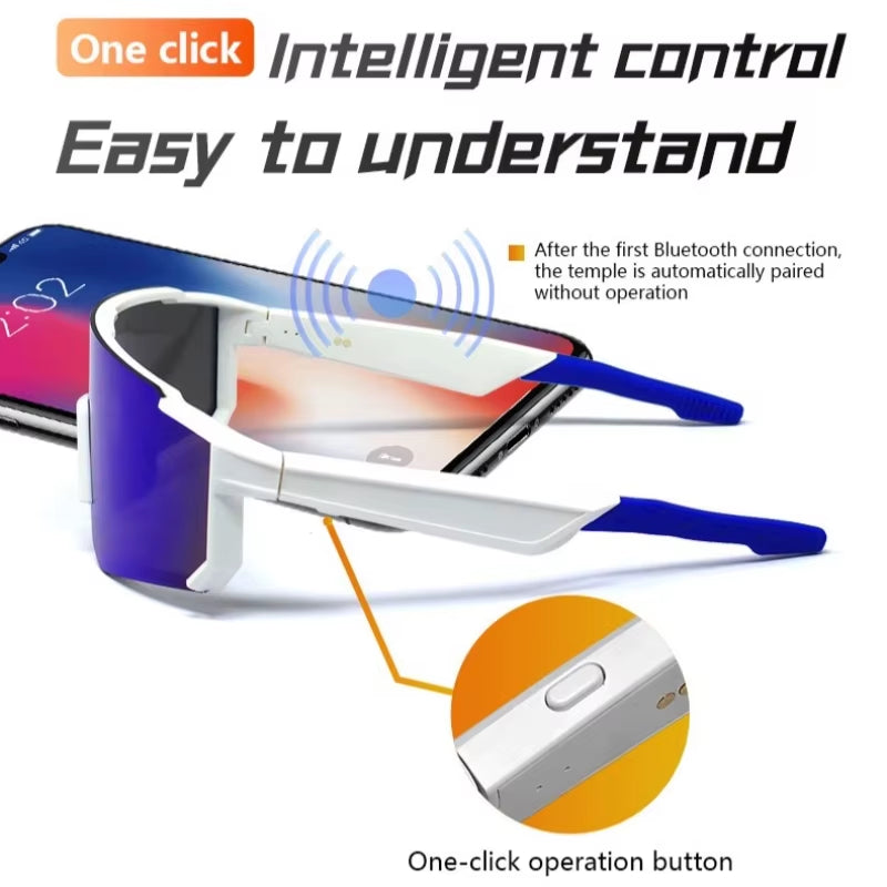 Qy-Pro1 Bluetooth Smart Sport Cycling Glasses AI Intelligent Translation Sunglasses Voice Remote Control Music Eyewear Waterproof Eyeglasses