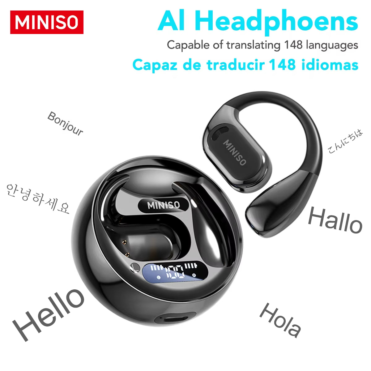 Translator MS169 Bluetooth Translation Earphones Real-Time Translate DIY Equalizer APP Wireless Headphones Long Lifetimeo