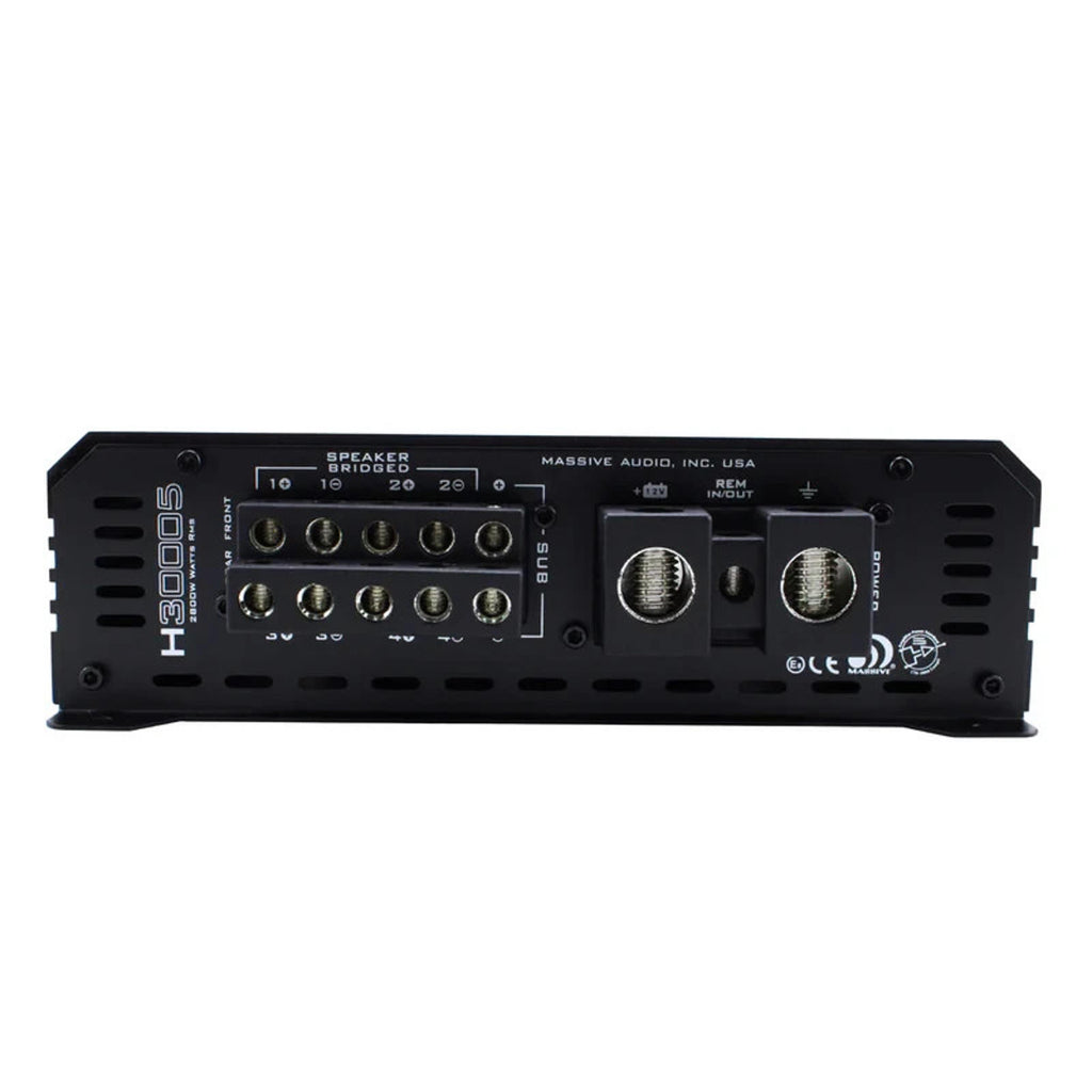 Massive Audio H30005 5 Channel AMPLIFIER 300 Watt RMS x 4 @ 2 Ohm + 1500W x 1
