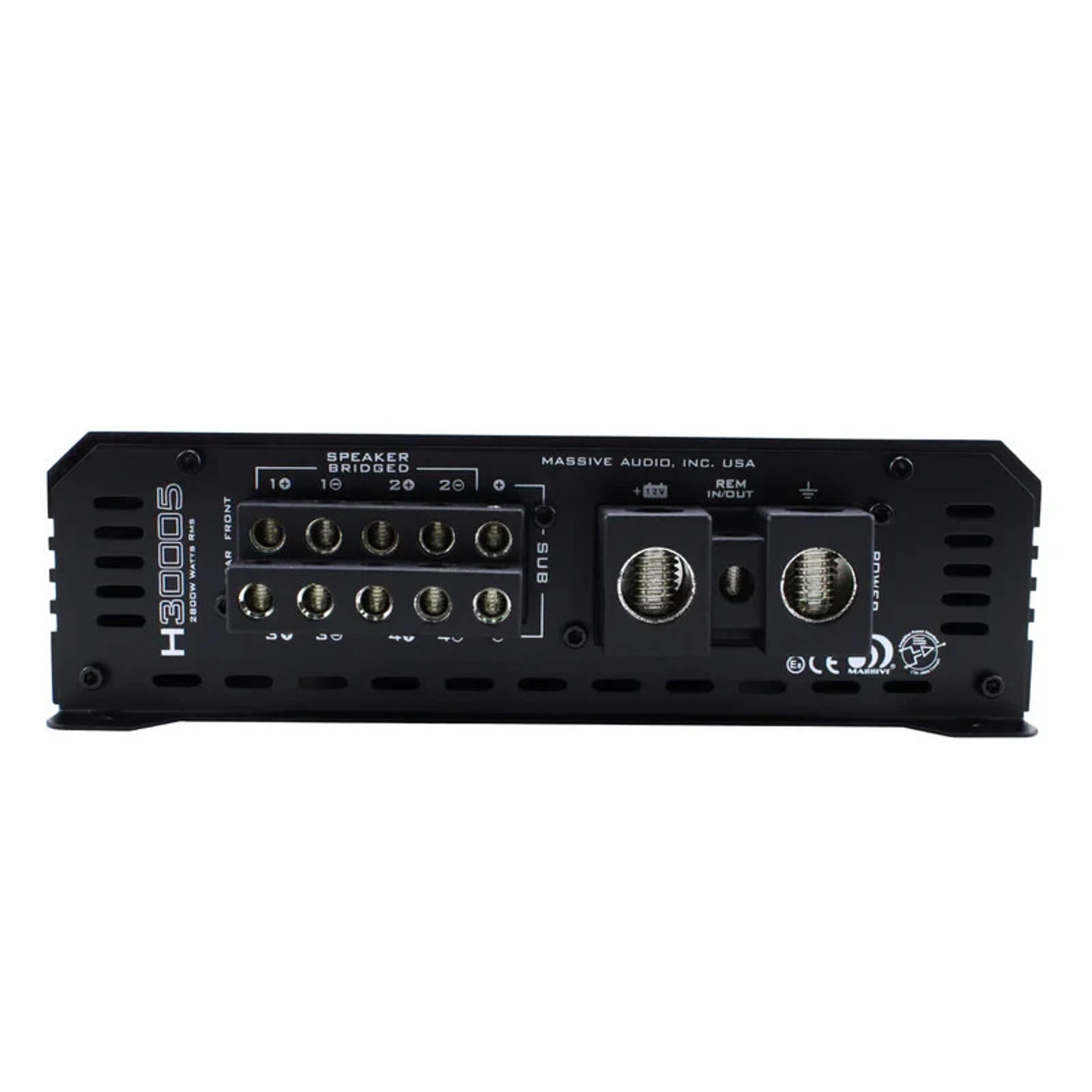 Massive Audio H30005 5 Channel AMPLIFIER 300 Watt RMS x 4 @ 2 Ohm + 1500W x 1