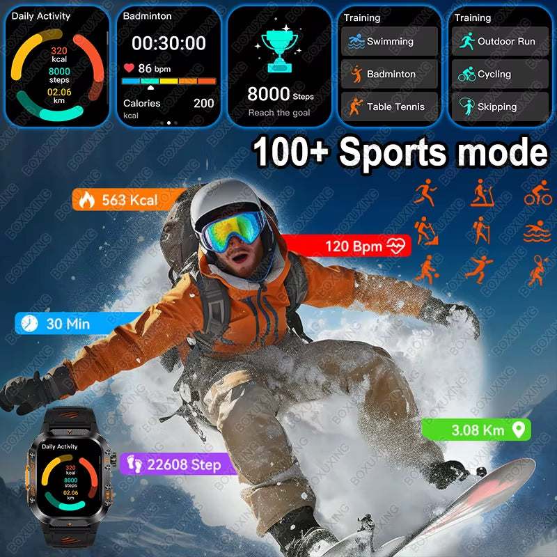 T-Rex 3 Military Outdoor GPS Smart Watch Men 3ATM Waterproof Built-In GPS Compass Heart Rate HD Bluetooth Call Sports Smartwatch