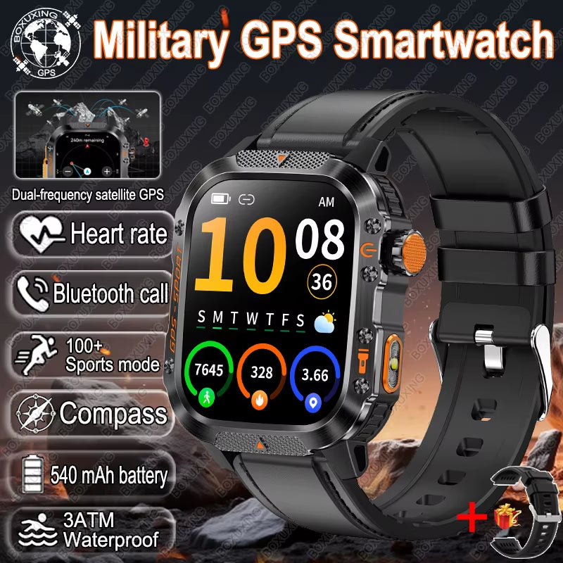 T-Rex 3 Military Outdoor GPS Smart Watch Men 3ATM Waterproof Built-In GPS Compass Heart Rate HD Bluetooth Call Sports Smartwatch