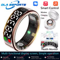 Smart Ring with Display Screen and Touch, Wireless Charging Case, Health Monitor, 5ATM Waterproof for Men Women R12 R13 Ring