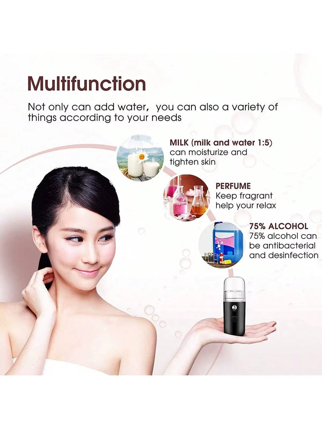 USB Mist Facial Sprayer Humidifier Rechargeable Nebulizer Face Steamer Moisturizing Beauty Instruments Face Skin Care Tools