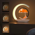 Quicksand Table Lamp USB Wireless Charging Desk Lamp 3D Hourglass Ornaments Sand Painting Night Light for Office Room Decoration