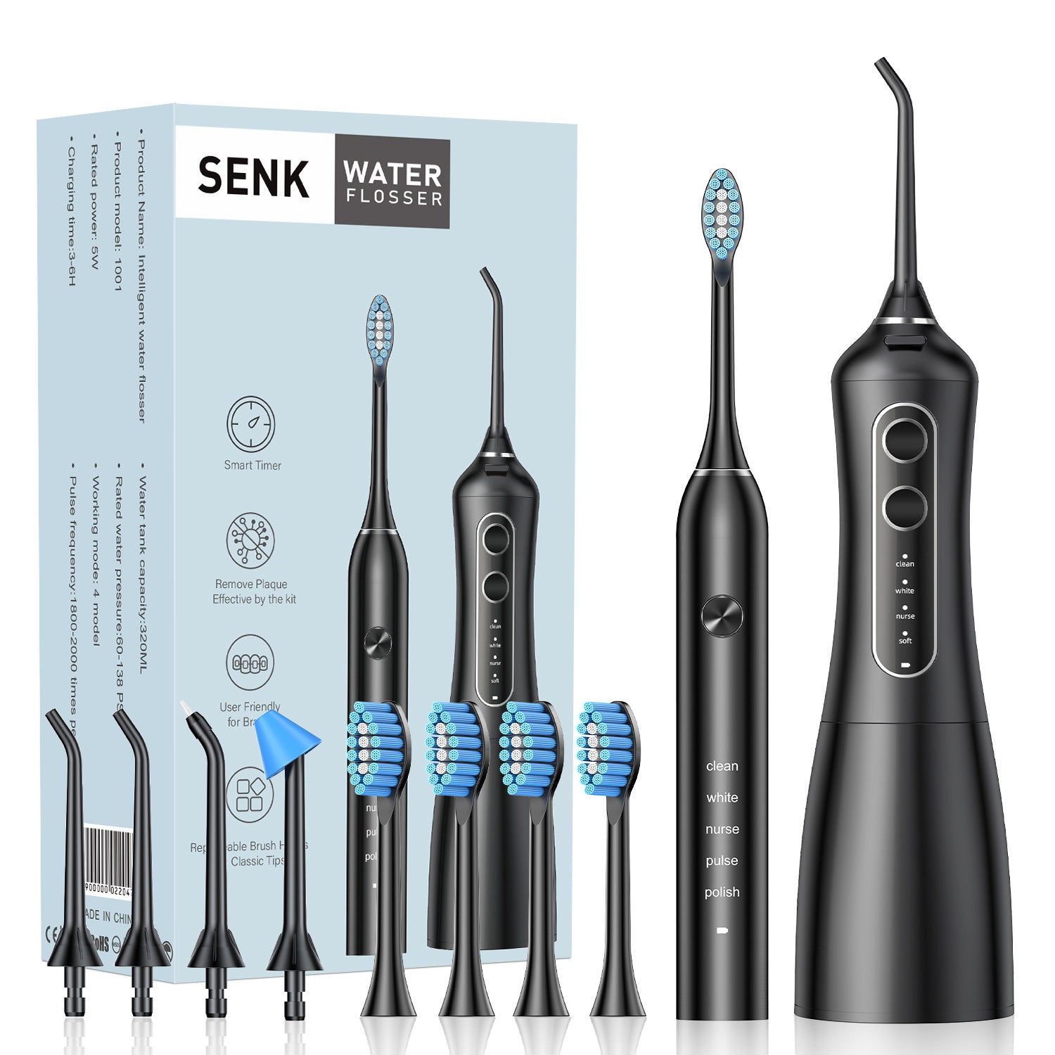 Cordless Dental Oral Irrigator Water Flosser Sonic Toothbrush Combo Travel Size