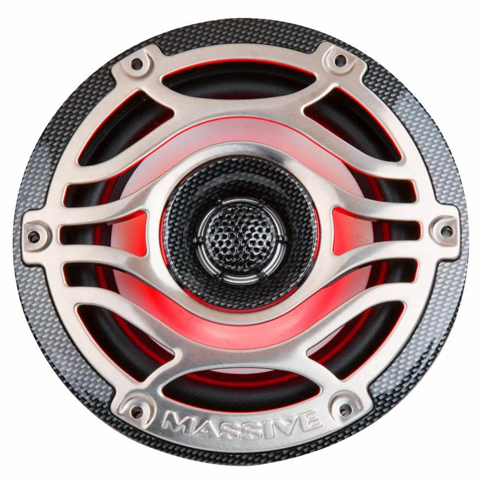 Massive Audio T65S 160 W RMS 6.5" Marine Boat Audio Speakers 6-1/2" LED Lights