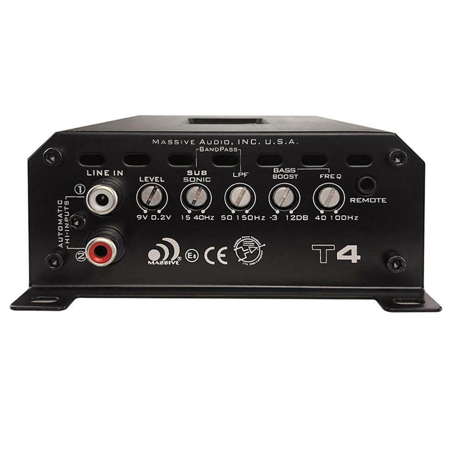 Massive Audio T4 4000 Watt Mono Marine UTV Motorcycle Car Subwoofer Amplifier