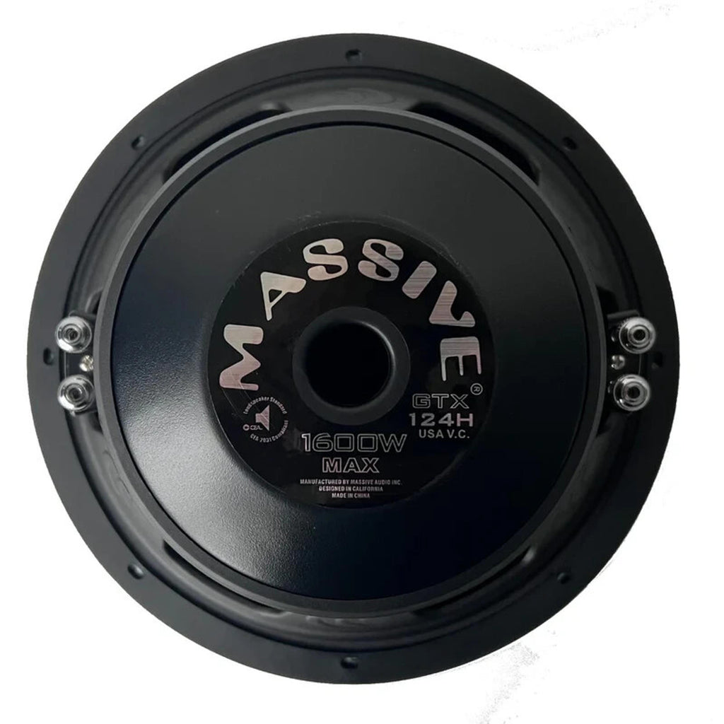 Massive Audio GTX 124H 1600 Watt 12" Dual 4 Ohm Car Audio Subwoofer 2.5" V.C.