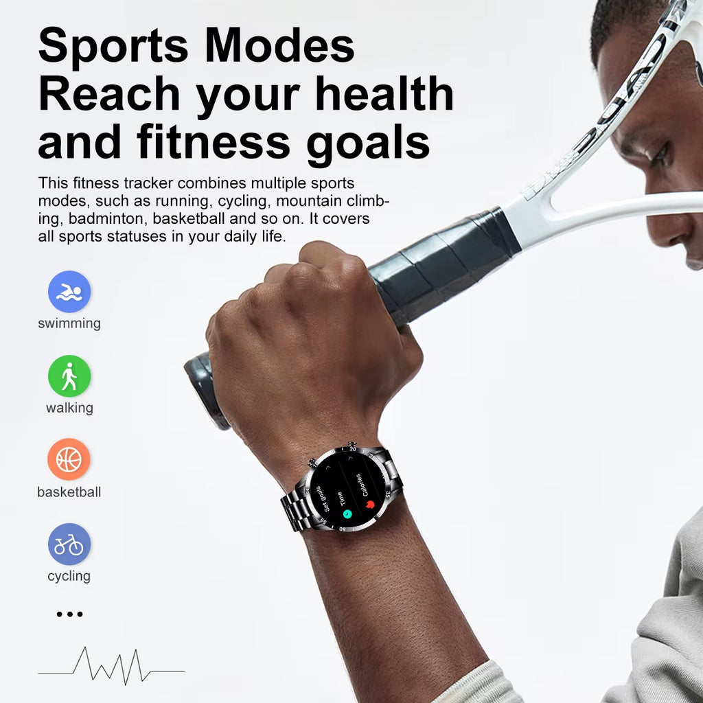 Luxury Smart Watch Touch Screen Bluetooth Call Waterproof Sport Fitness Health Monitor for Men