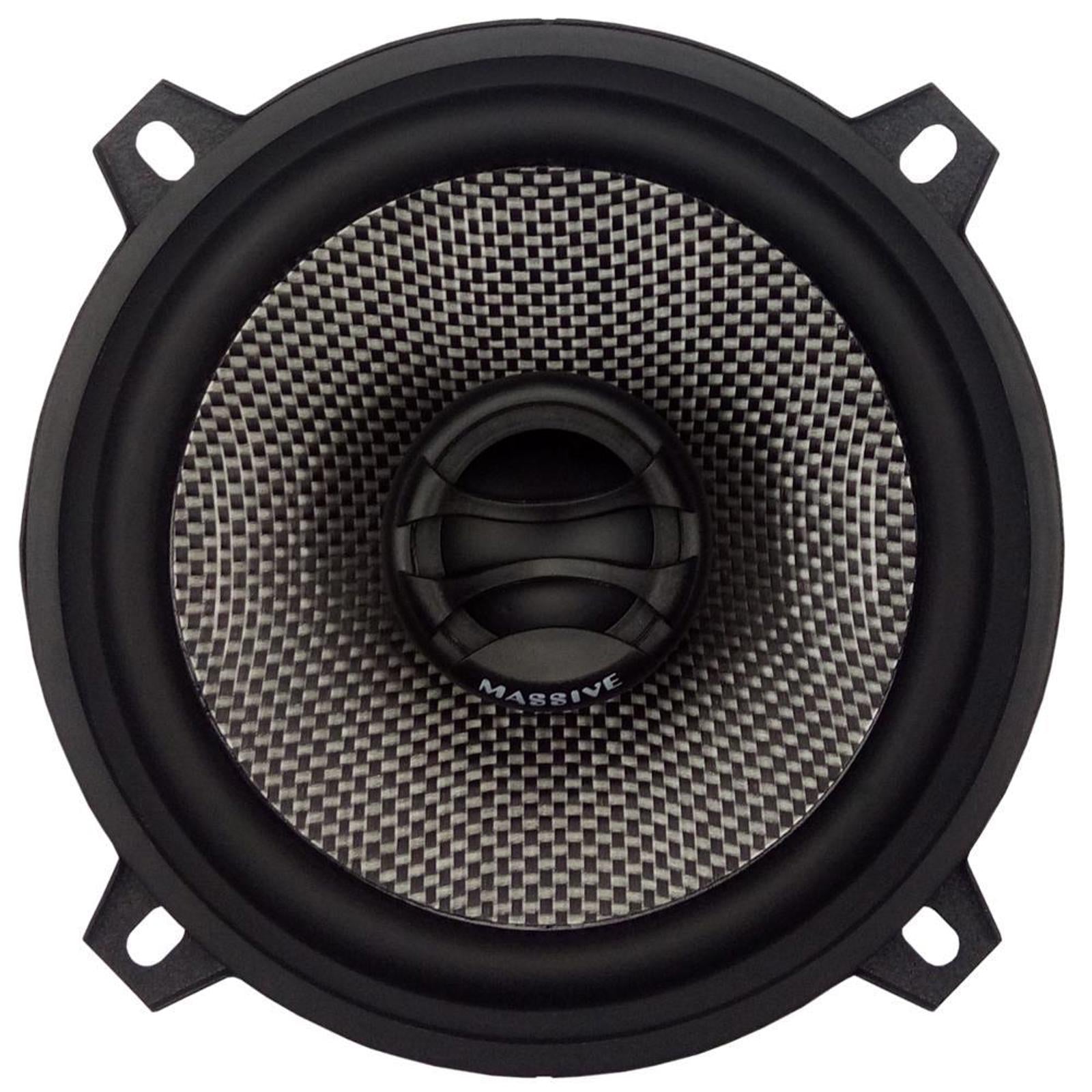 Pair Massive Audio FX5 240 Watt 5.25" 2-Way Coaxial Carbon Speakers W/ Grilles