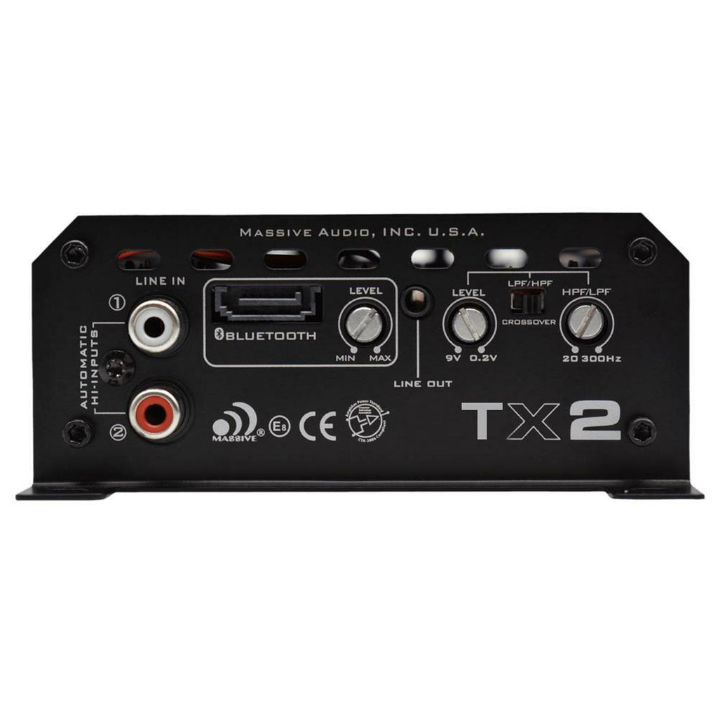 Massive Audio TX2 480 W 2 Channel Bluetooth Amplifier Car Marine Motorcycle UTV