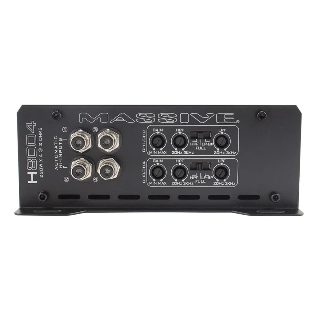 Massive Audio Hippo H8004 125 WATT RMS X 4 @ 4 OHM 4 3 2 Channel AMPLIFIER