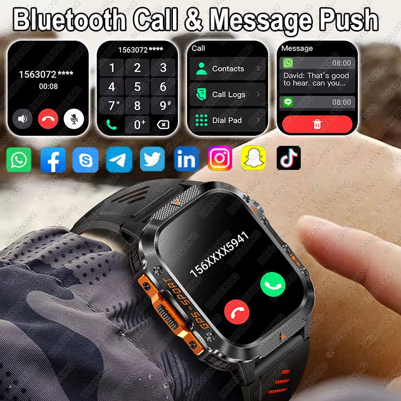 T-Rex 3 Military Outdoor GPS Smart Watch Men 3ATM Waterproof Built-In GPS Compass Heart Rate HD Bluetooth Call Sports Smartwatch