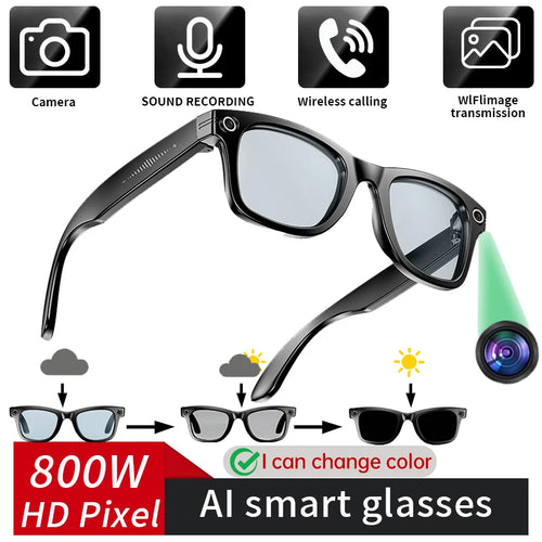 8 Million Pixels AI Smart Glasses Recording Videos AI Photo Recognition Answer Translation 270Mah IP65 Waterproof Bluetooth Glasses