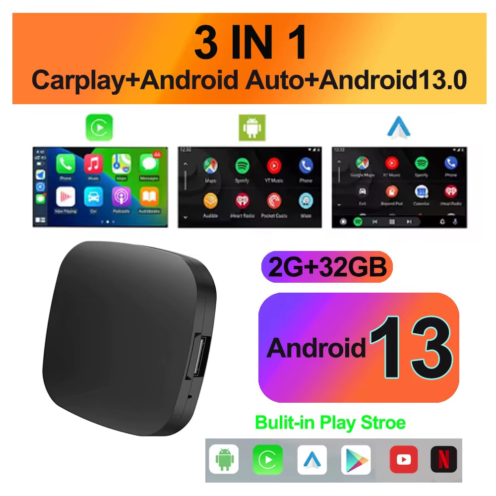 Ai Box Wireless Android Auto Wireless Carplay Adapter TV Box for Netflix Youtube Car Intelligence Systems