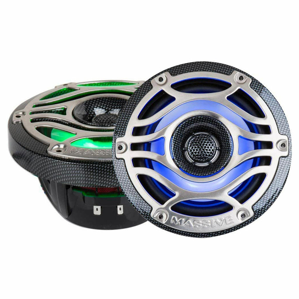 Massive Audio T65S 160 W RMS 6.5" Marine Boat Audio Speakers 6-1/2" LED Lights