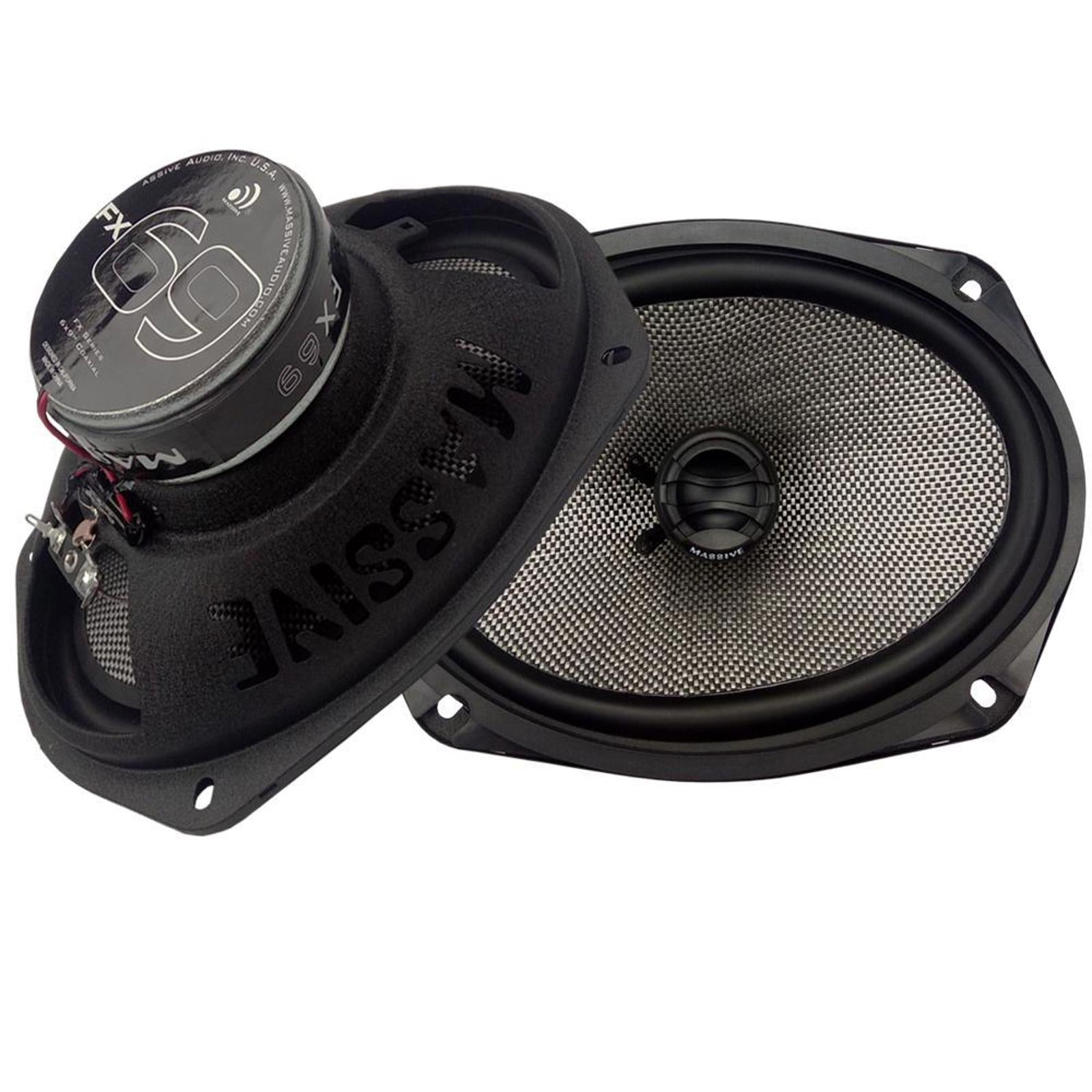Massive Audio FX69 320 Watt 6x9" 6" x 9" 2-Way Carbon Speakers W/ Grilles Pair