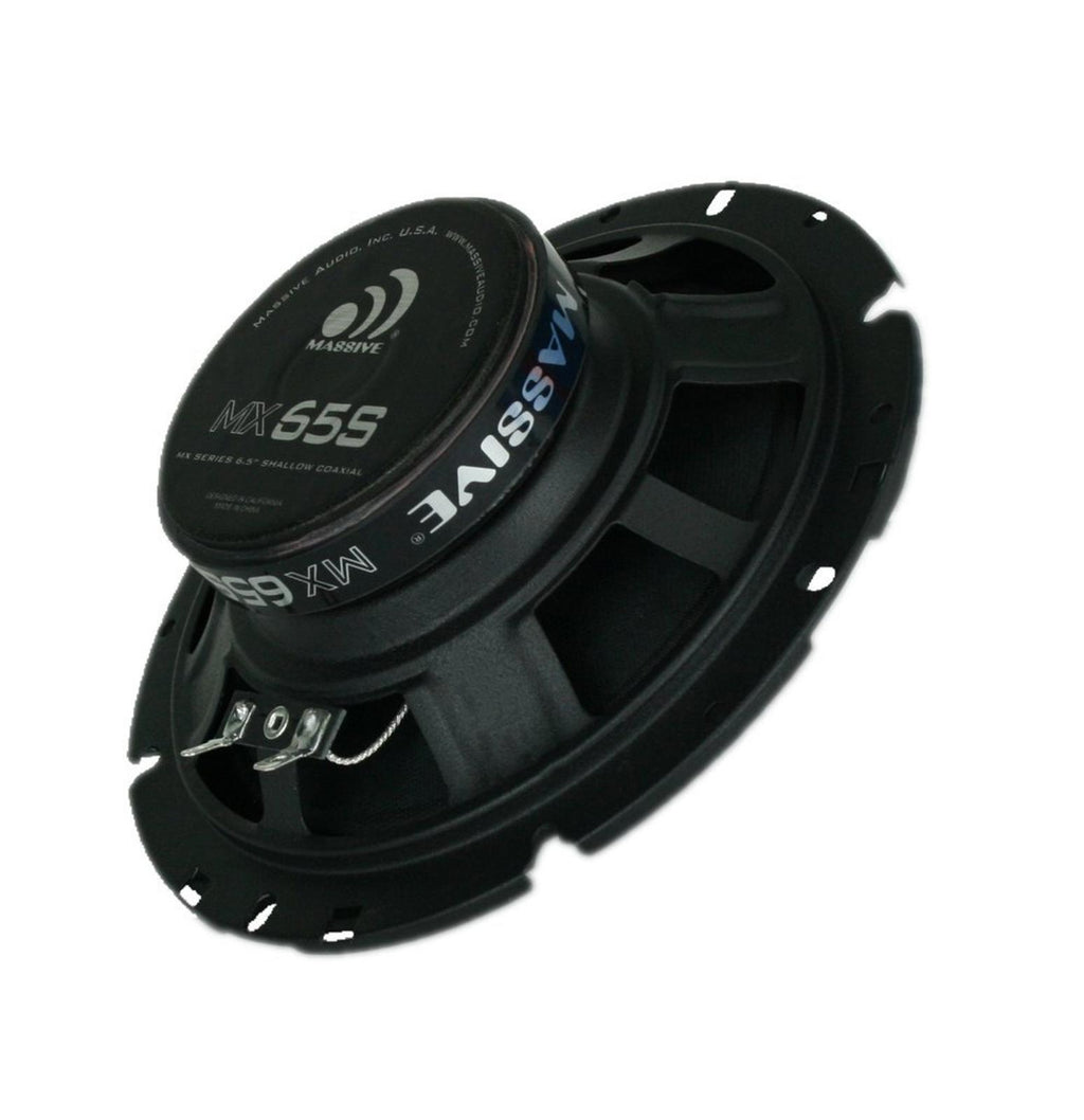 Pair Massive Audio MX65S 100 Watt 6.5" 3-Way Shallow Speakers 6-1/2" W/ Grilles