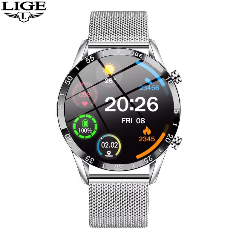 Luxury Smart Watch Touch Screen Bluetooth Call Waterproof Sport Fitness Health Monitor for Men