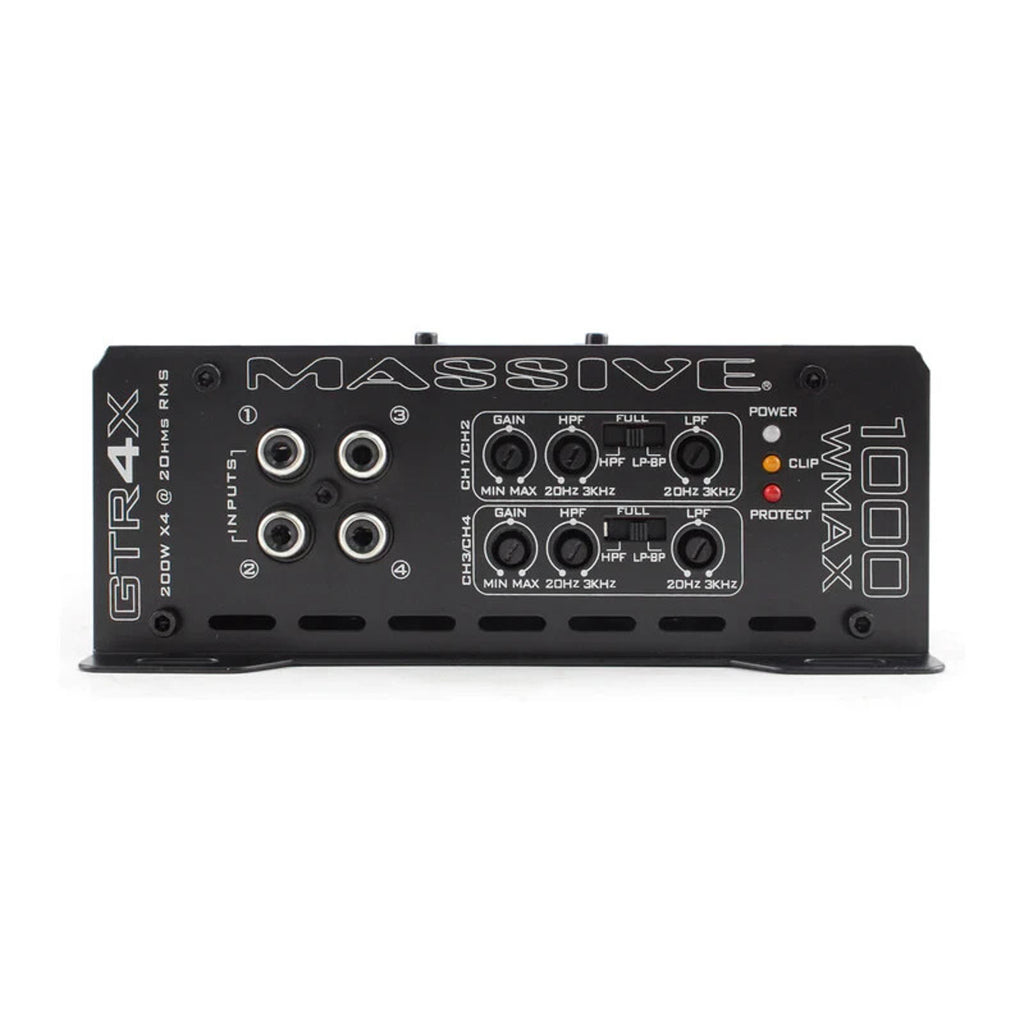 Massive Audio GT GTR4X 200 Watt RMS X 4 @ 2 OHM 4 Channel Compact Mega Amplifier