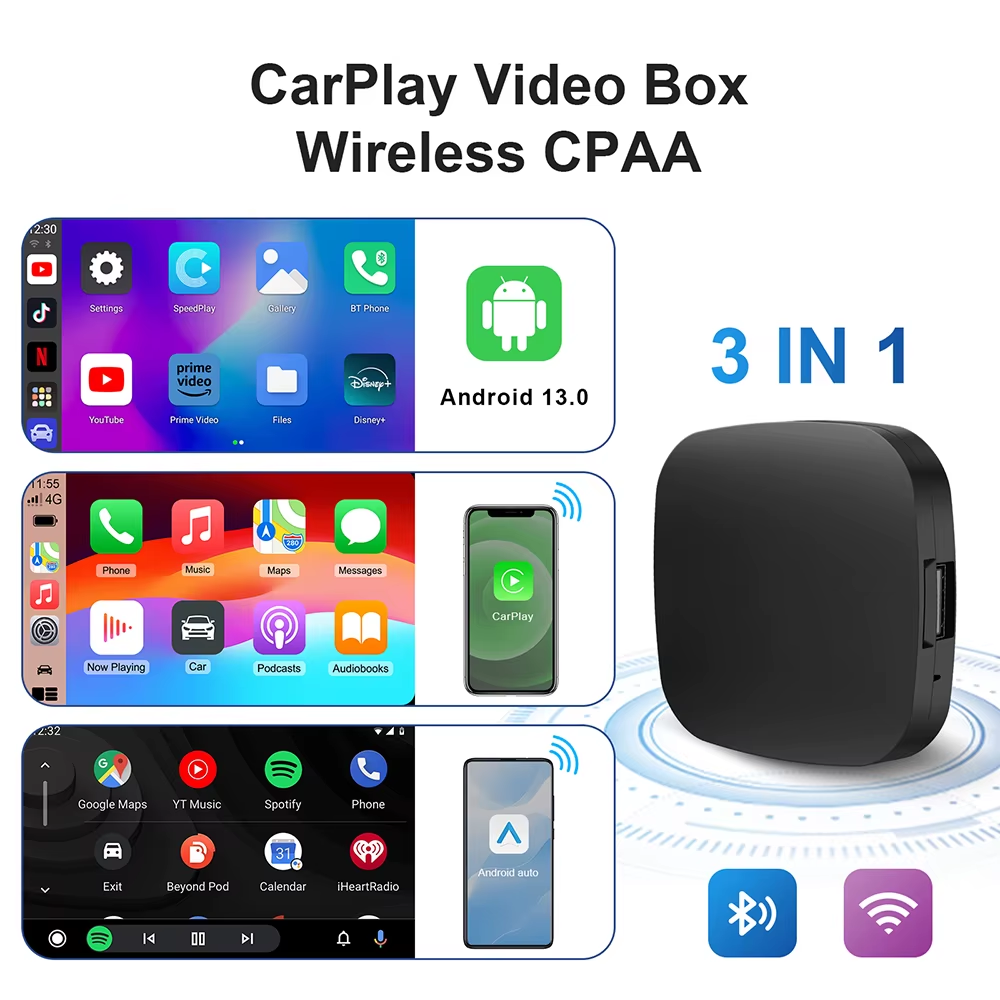 Ai Box Android 13 TV Box Wireless Carplay Android Auto Built-In Play for Netflix Youtube OEM Carplay Cars