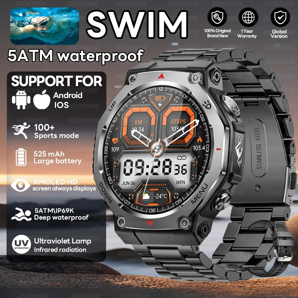 2026 T-Rex 3 GPS Military Outdoor Smart Watch 1.43-Inch AMOLED Display 10ATM Waterproof 525Mah Battery Smartwatch Man