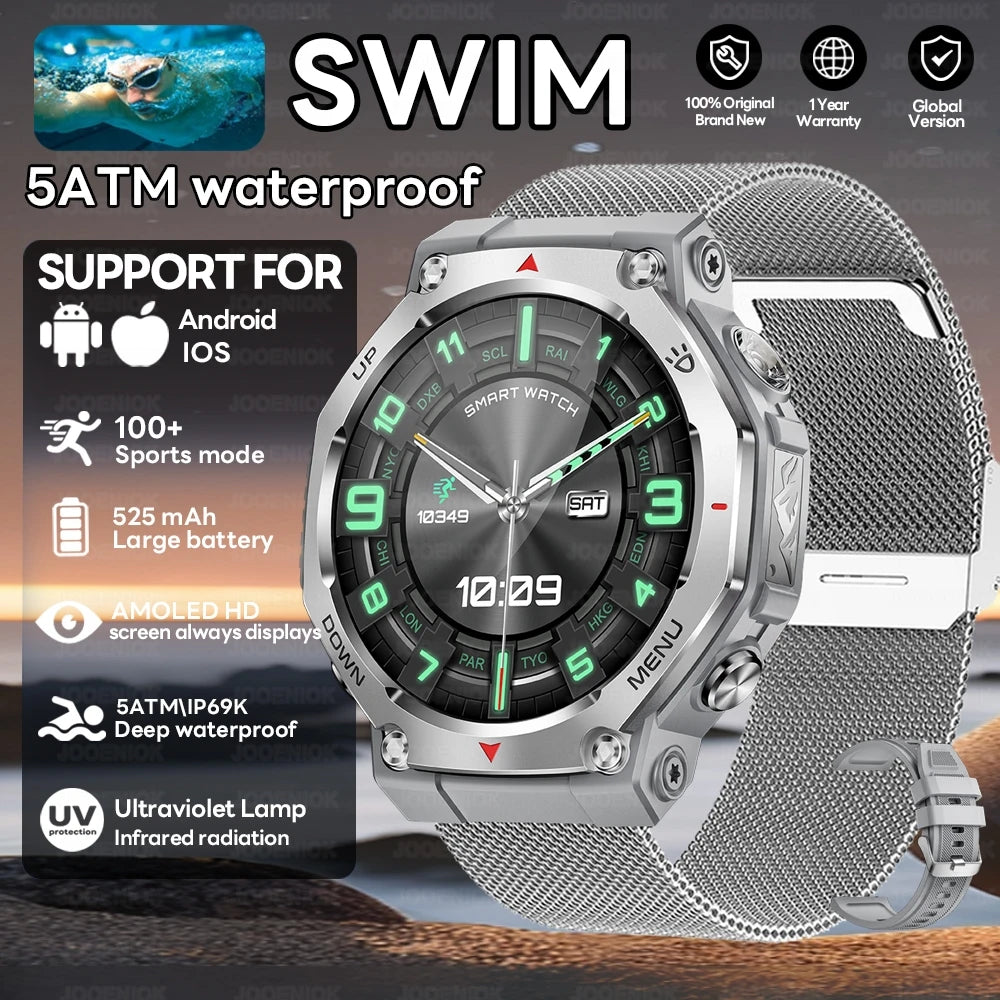 2026 T-Rex 3 GPS Military Outdoor Smart Watch 1.43-Inch AMOLED Display 10ATM Waterproof 525Mah Battery Smartwatch Man
