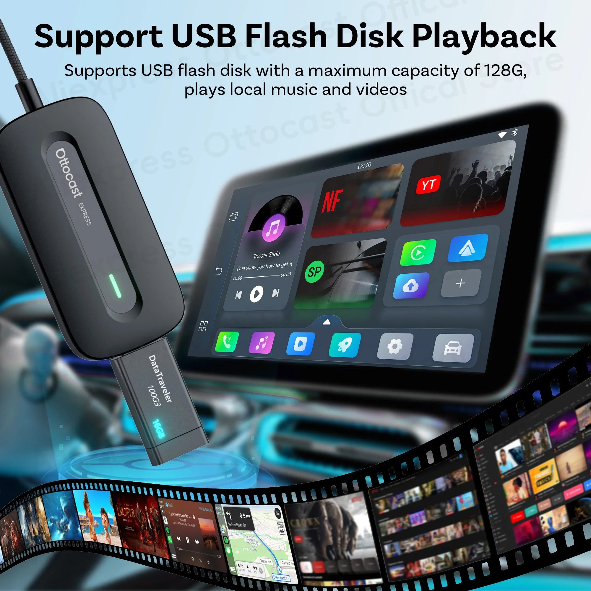 Play2Video Express Wireless Carplay Android Auto Adapter for Youtube Netflix for Volvo Chevrolet VW Caraccessorie