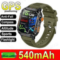 Military-Grade Outdoor Sports Smart Watch Men Women GPS Compass Anti-Drop Anti-Corrosion 540Mah Strong LED Flashlight Smartwatch