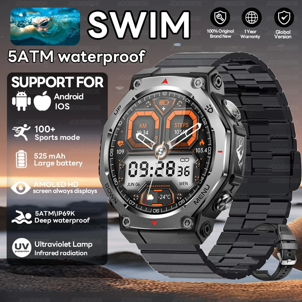 2026 T-Rex 3 GPS Military Outdoor Smart Watch 1.43-Inch AMOLED Display 10ATM Waterproof 525Mah Battery Smartwatch Man