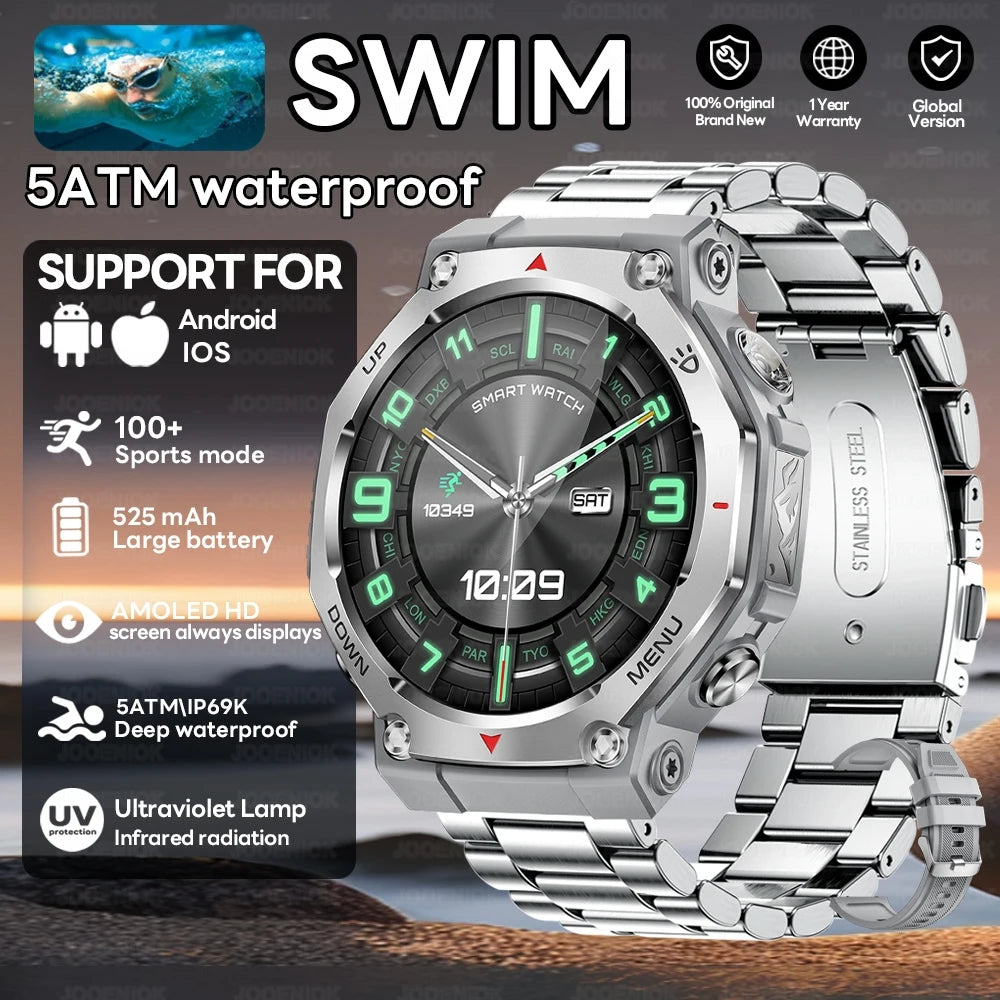 2026 T-Rex 3 GPS Military Outdoor Smart Watch 1.43-Inch AMOLED Display 10ATM Waterproof 525Mah Battery Smartwatch Man