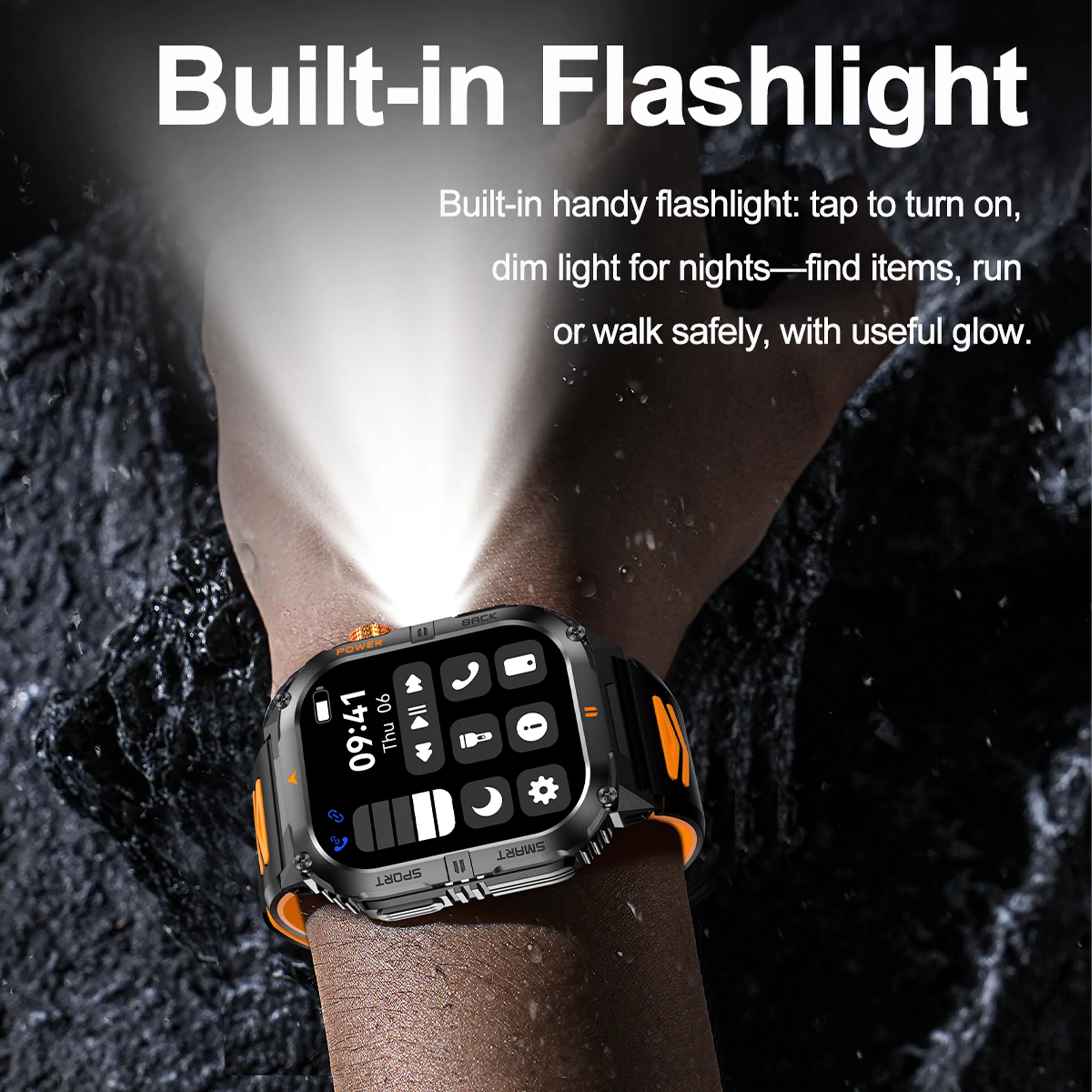 2026 Military GPS Smart Watch 1000 mAH Flashlight Wrist Watches 3ATM Waterproof Sports Smart Watch Men for IOS Android