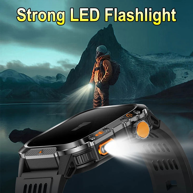 Military-Grade Outdoor Sports Smart Watch Men Women GPS Compass Anti-Drop Anti-Corrosion 540Mah Strong LED Flashlight Smartwatch