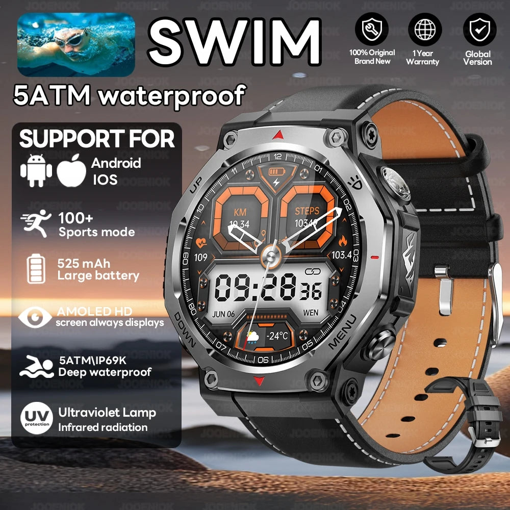 2026 T-Rex 3 GPS Military Outdoor Smart Watch 1.43-Inch AMOLED Display 10ATM Waterproof 525Mah Battery Smartwatch Man