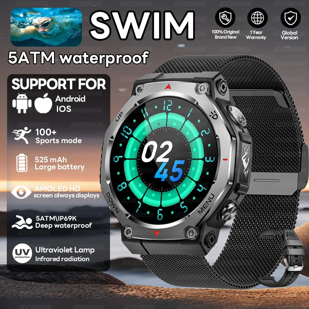 2026 T-Rex 3 GPS Military Outdoor Smart Watch 1.43-Inch AMOLED Display 10ATM Waterproof 525Mah Battery Smartwatch Man