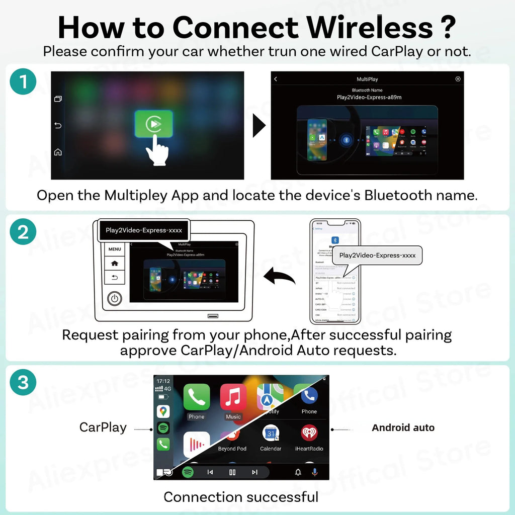 Play2Video Express Wireless Carplay Android Auto Adapter for Youtube Netflix for Volvo Chevrolet VW Caraccessorie