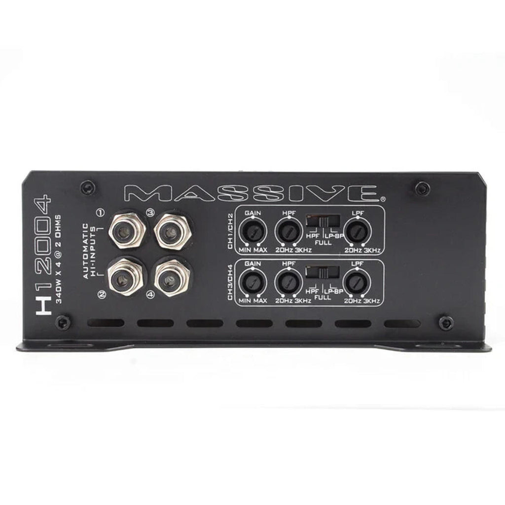 Massive Audio Hippo H12004 200 WATT RMS X 4 @ 4 OHM 4 3 2 Channel AMPLIFIER