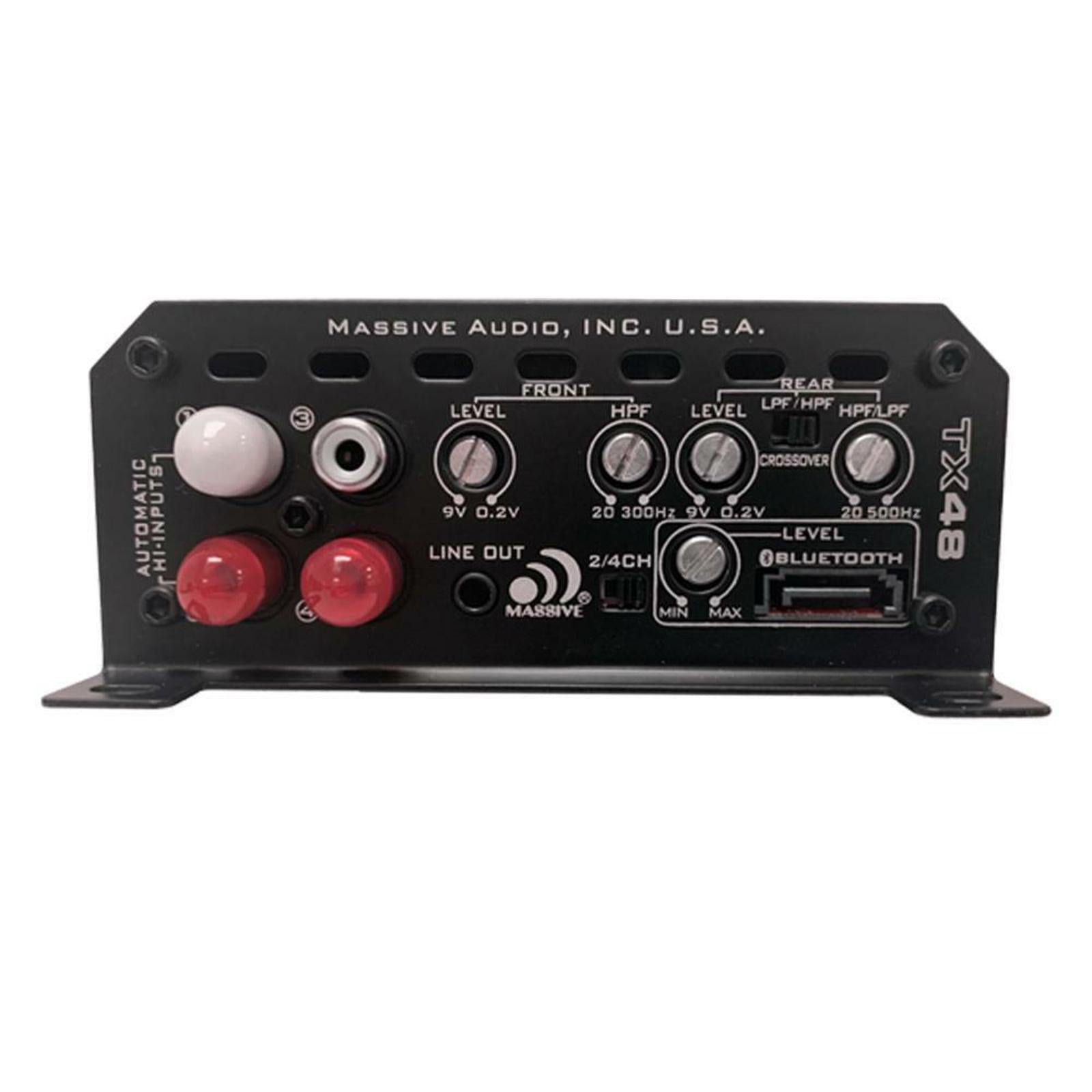 Massive Audio TX48 1600 Watts 4-Channel Bluetooth Ready Car Motorcycle Amplifier