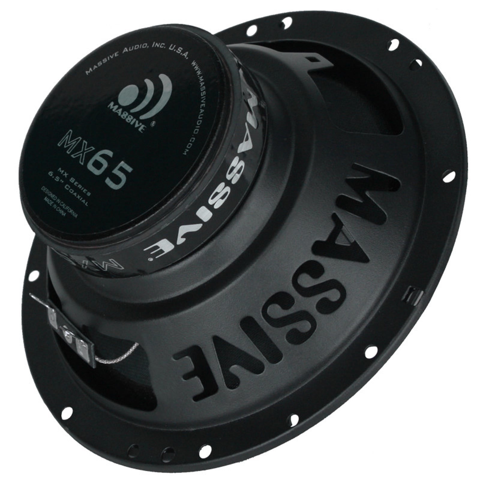 Pair Massive Audio MX65 250 Watt 6.5" 3-Way Coaxial Speakers 6-1/2" W/ Grilles