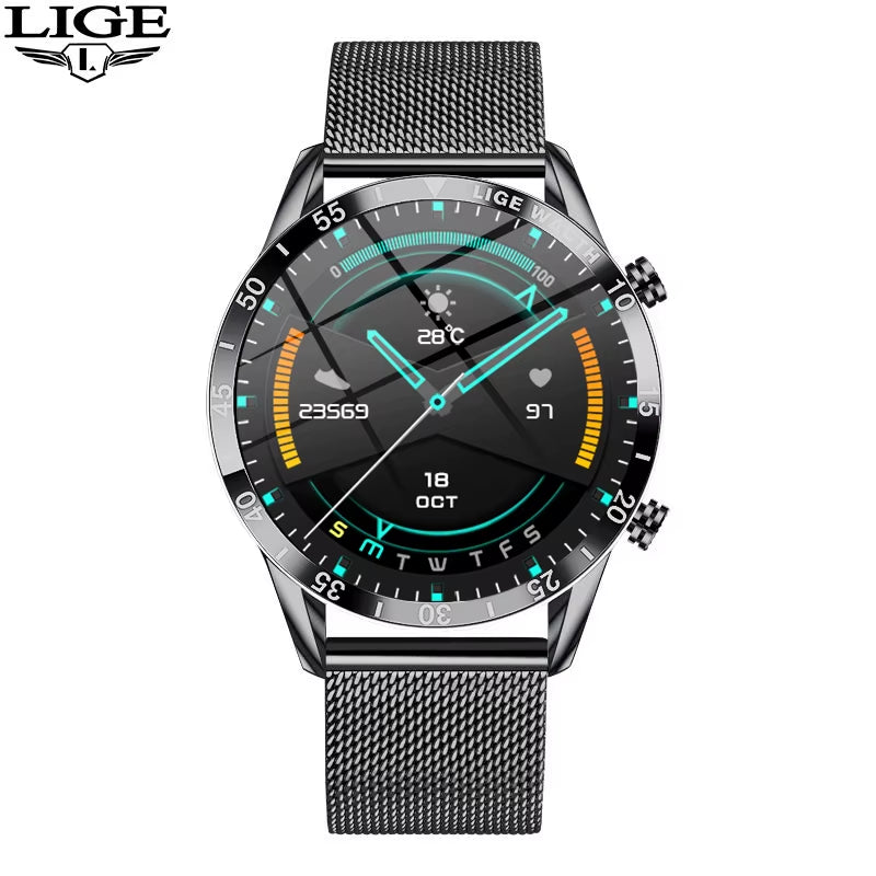 Luxury Smart Watch Touch Screen Bluetooth Call Waterproof Sport Fitness Health Monitor for Men
