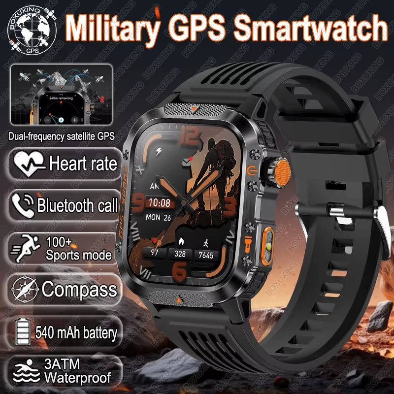 T-Rex 3 Military Outdoor GPS Smart Watch Men 3ATM Waterproof Built-In GPS Compass Heart Rate HD Bluetooth Call Sports Smartwatch