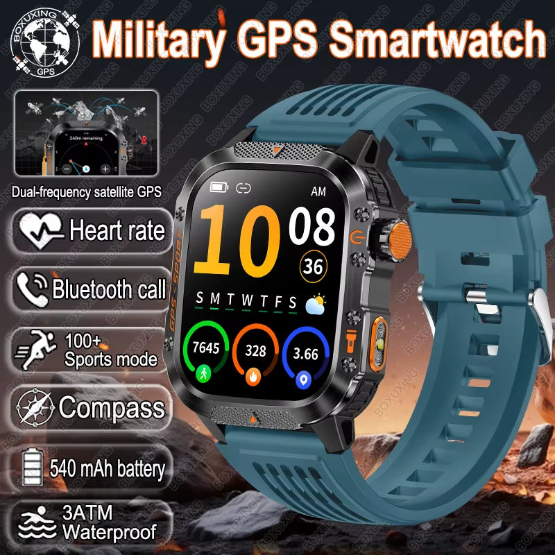T-Rex 3 Military Outdoor GPS Smart Watch Men 3ATM Waterproof Built-In GPS Compass Heart Rate HD Bluetooth Call Sports Smartwatch