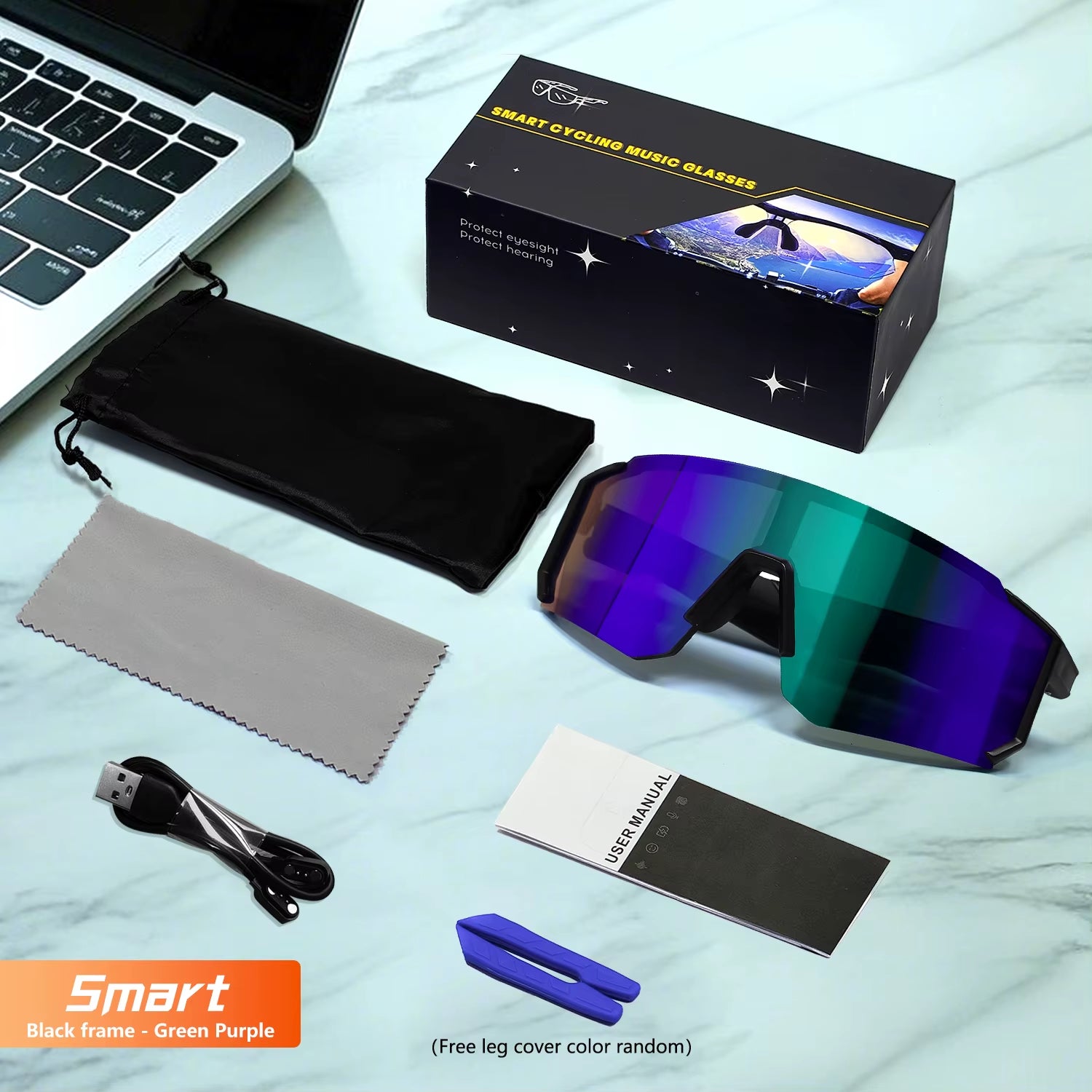 Qy-Pro1 Bluetooth Smart Sport Cycling Glasses AI Intelligent Translation Sunglasses Voice Remote Control Music Eyewear Waterproof Eyeglasses