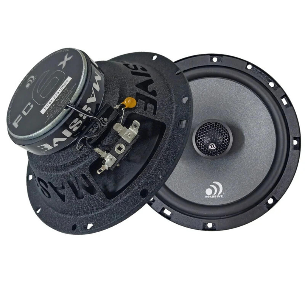 Pair Massive Audio FC6X 75 Watt RMS 6.5" 2-Way Coaxial Audio Speakers W/ Grilles